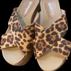 Animal print platform espadrilles